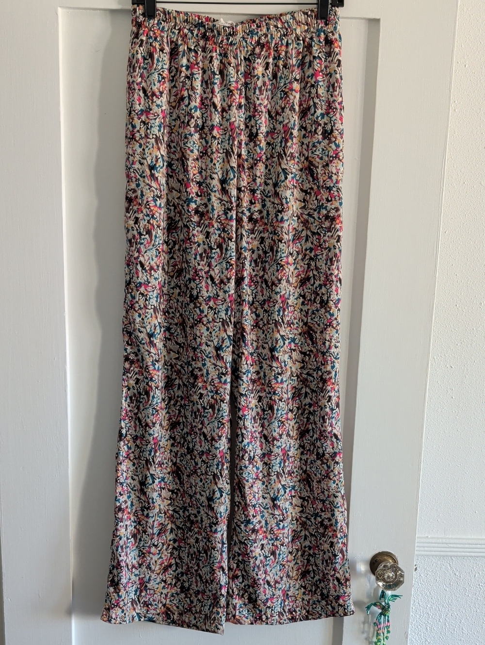 BCBGeneration Elastic-Waist Floral Wide-Leg Pants - Pink Multi